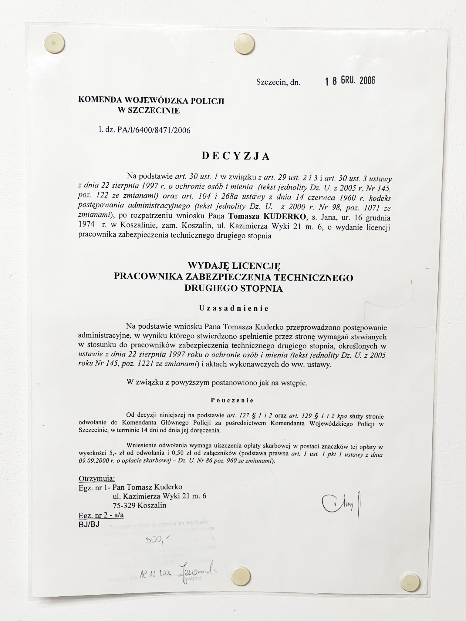 Certyfikat / zaświadczenie