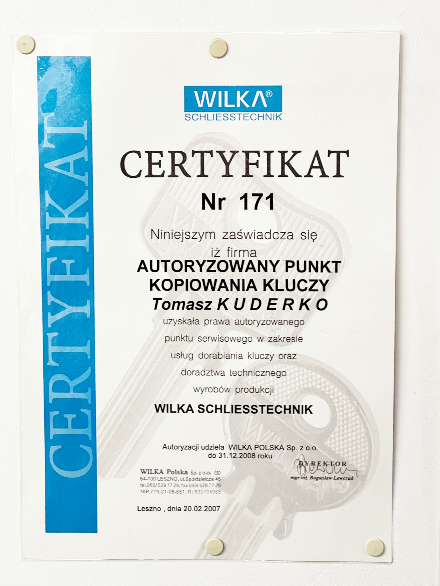Certyfikat / zaświadczenie
